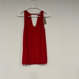 Michael Stars Salsa Red Ribbed V-Neck Trapeze Tank